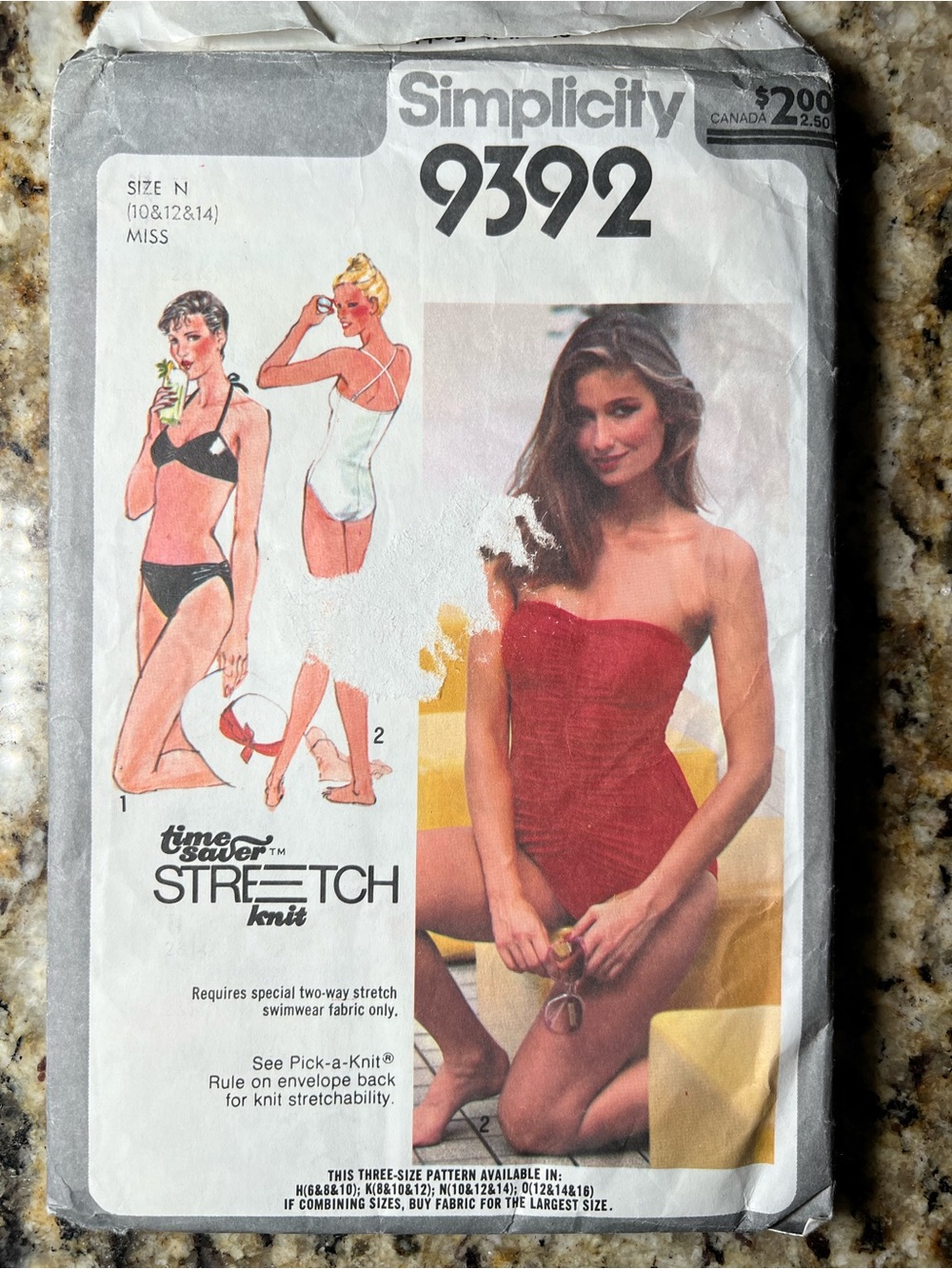 Vintage 1980s Simplicity 9392 Bikini Swimsuit Pattern Sizes 10 12 14